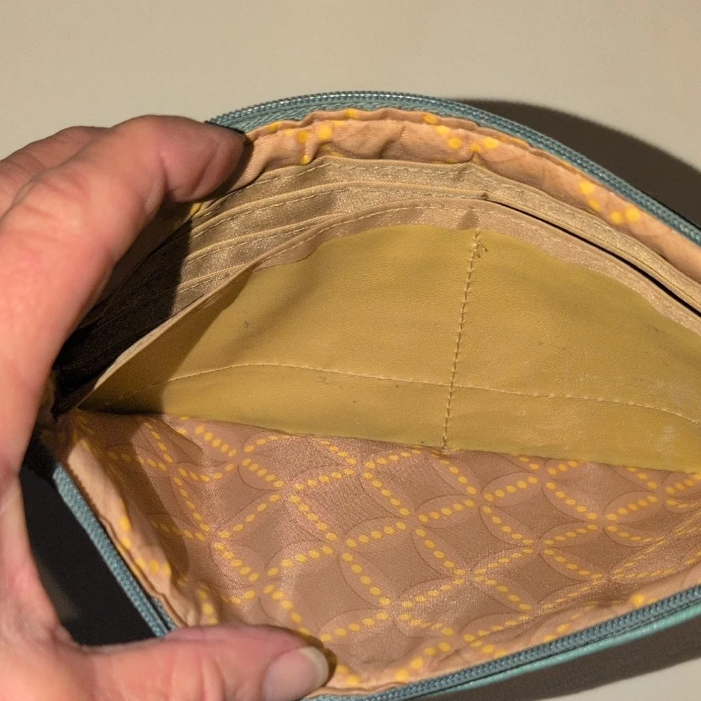 Franco Sarto Cream and Teal Wristlet